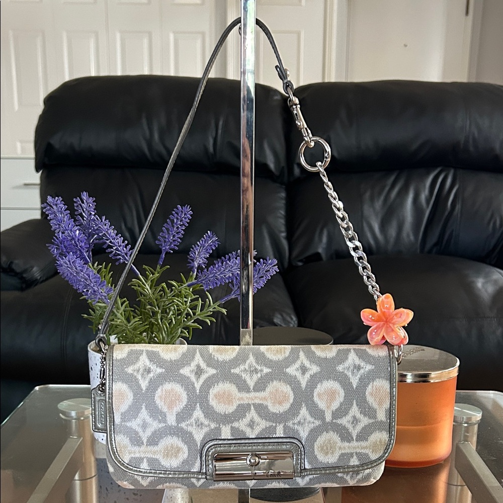 Coach Gray and Peach Shoulder Bag